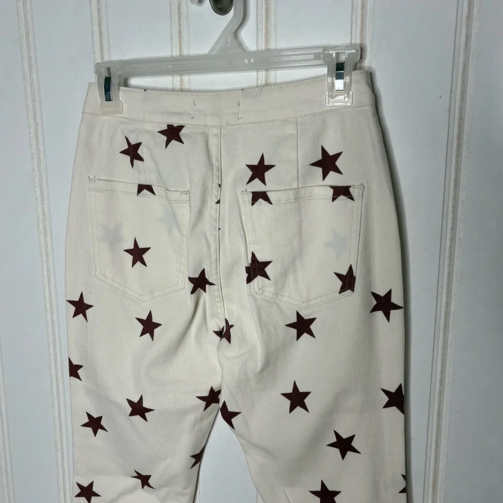 Cavender’s Cream & Red Star Print Flared Pants Sz Small NEW 77 - Picture 8 of 12